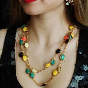 Kate Spade New York Extra Long Scatter Station "Roped in" Multicolored Necklace